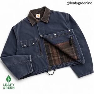 Carhartt Detroit Pearl Snap Button Up Jacket Blue Duck Canvas Union USA us sz M